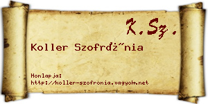 Koller Szofrónia névjegykártya